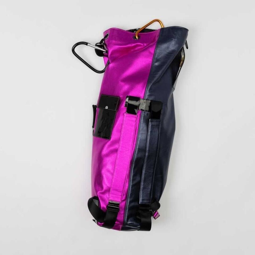 2 Tone Metallic Leather Military Knapsack