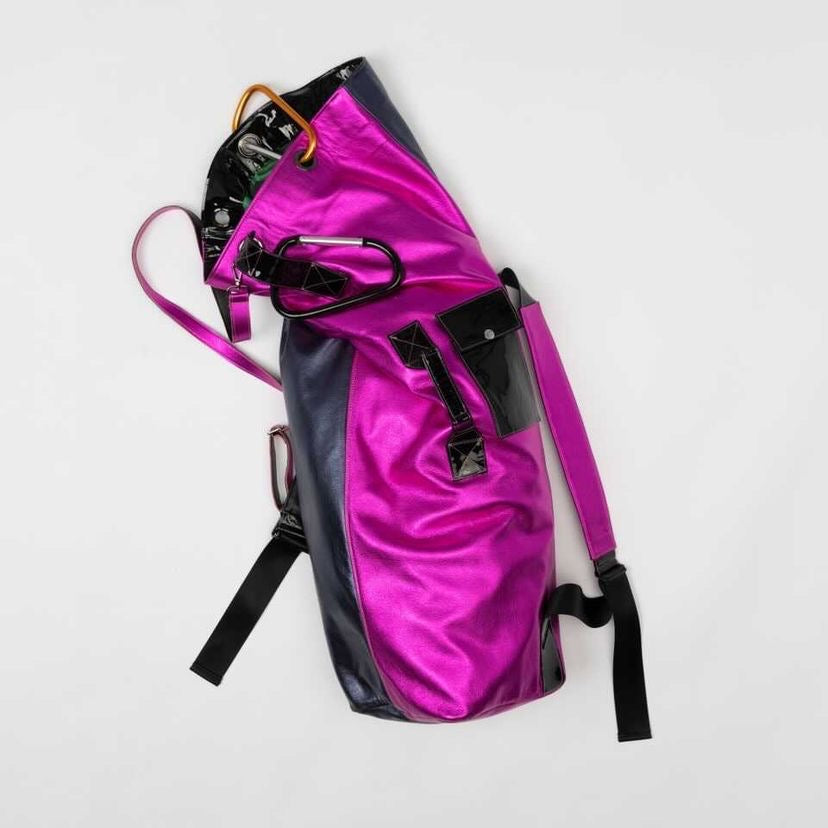 2 Tone Metallic Leather Military Knapsack
